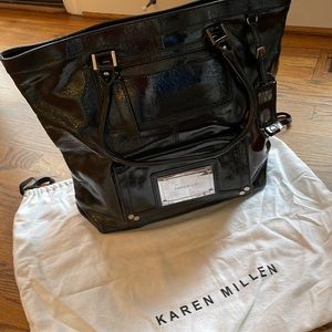Karen Millen tote bag black patent